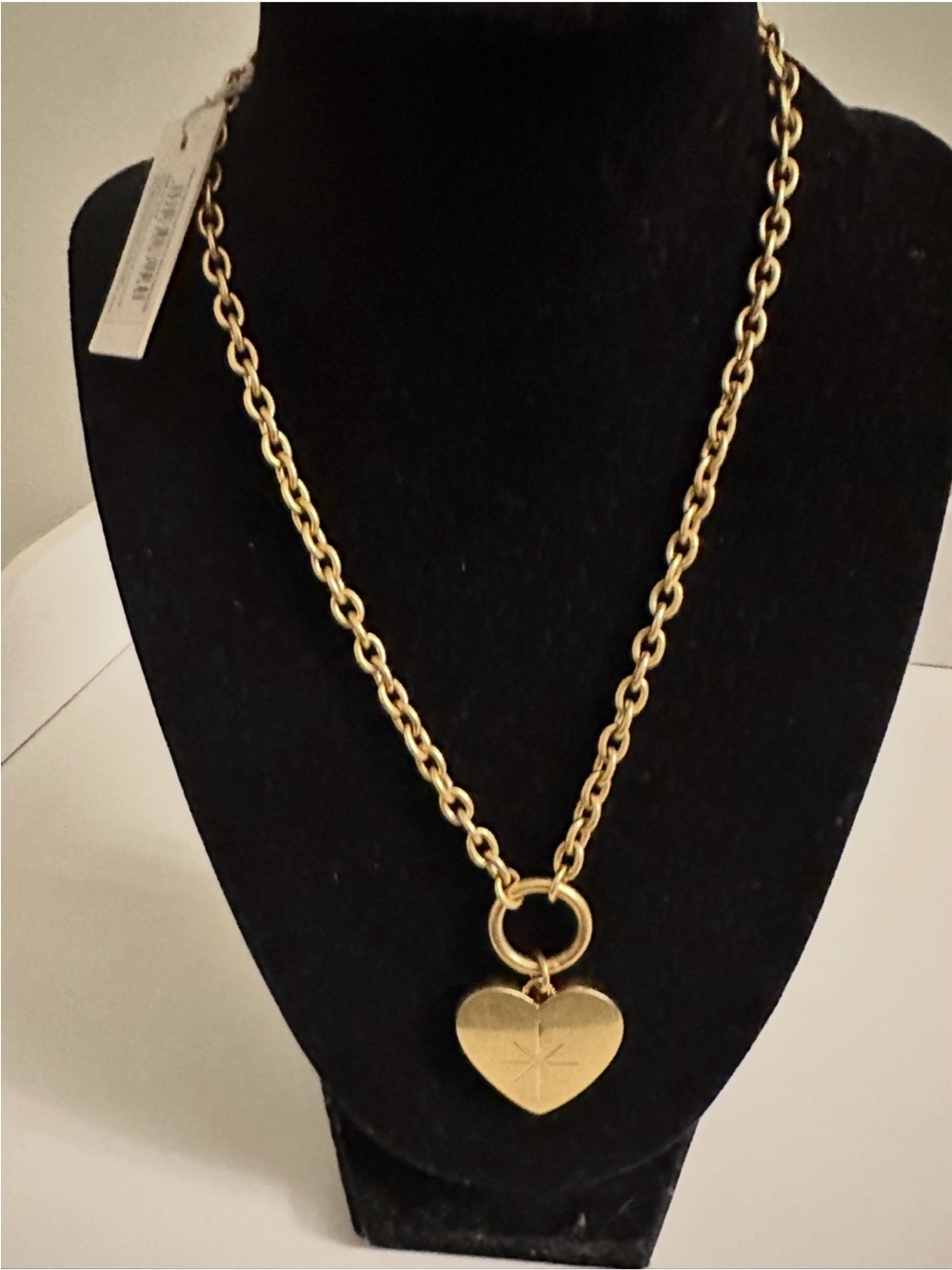 Gold-Tone Chunky Link Necklace with Heart Pendant